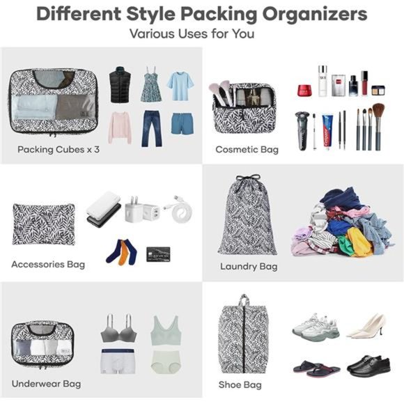 8Pcs Packing Cubes for Suitcases Organizer Bags Set for Travel Essentials Bags - Picture 2 of 7